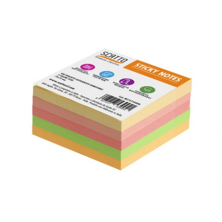 POST-IT MEMOTAK CUBO 75x75mm 400fg FLUO MIX