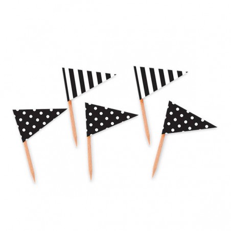 BANDIERINE STUZZICADENTI TRIANGOLARI TRENDY NERO 25pz