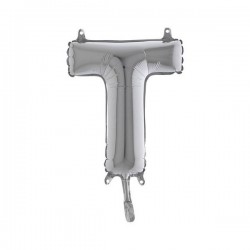LETTERA T MYLAR SILVER 14 36cm