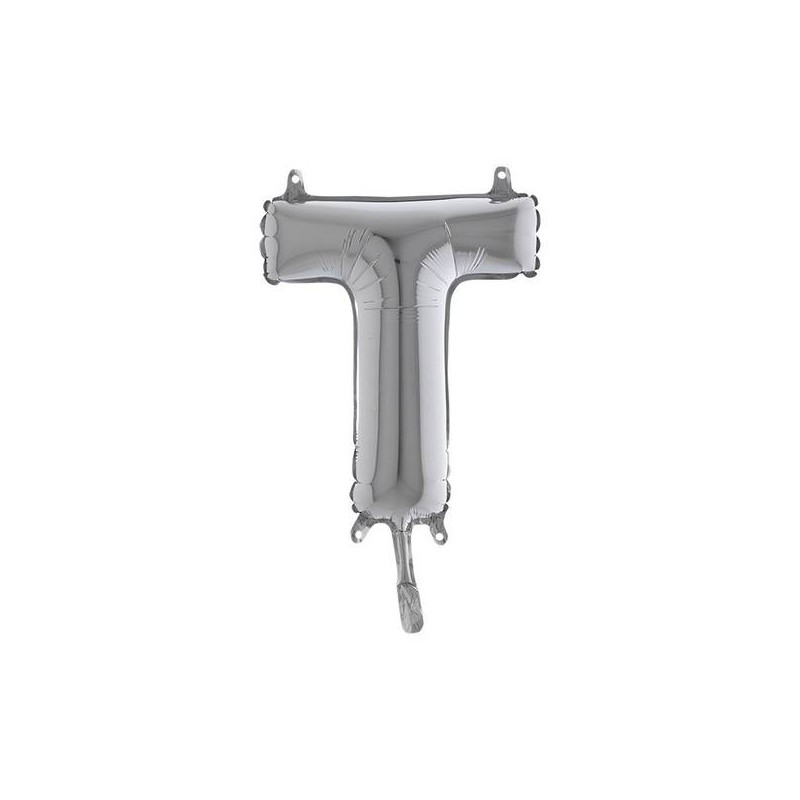 LETTERA T MYLAR SILVER 14 36cm