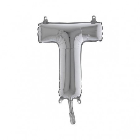 LETTERA T MYLAR SILVER 14 36cm