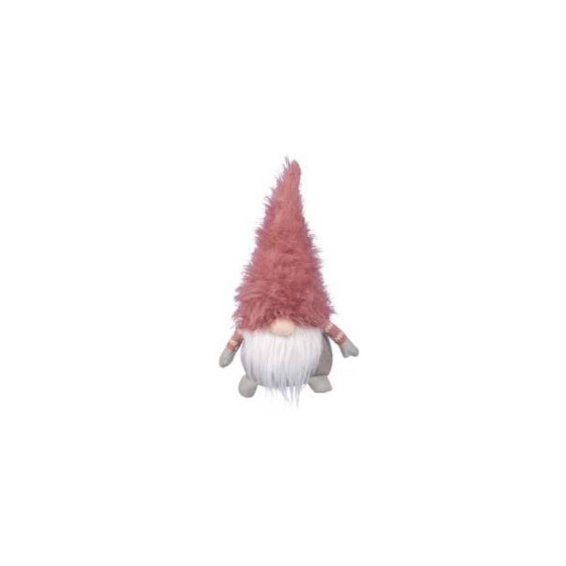 GNOMO SEDUTO CAPPELLO ø25cm H.45cm ROSA