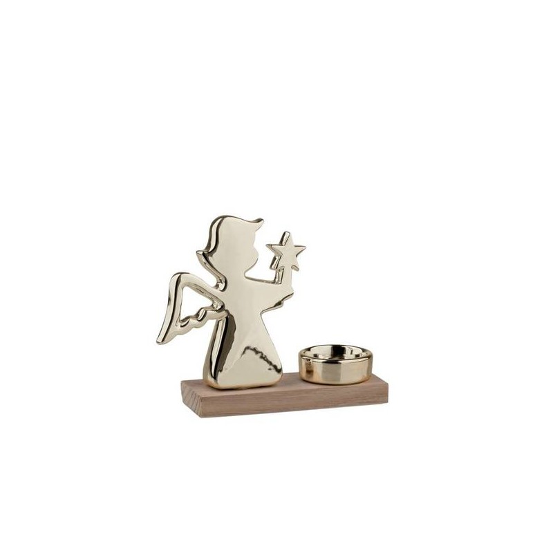 ANGELO ORO BASE LEGNO PORTA TEALIGHT H.13cm