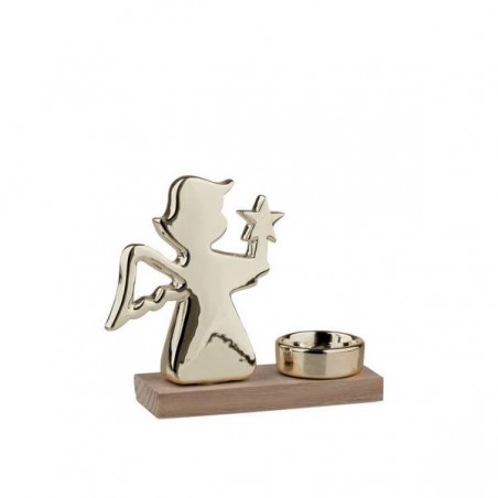 ANGELO ORO BASE LEGNO PORTA TEALIGHT H.13cm