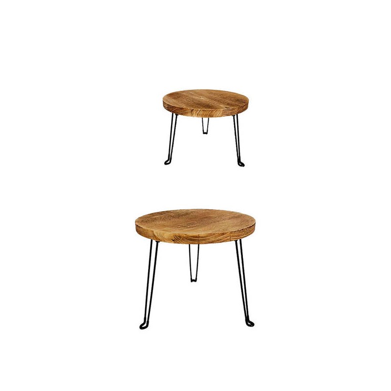 TAVOLINO TONDO LEGNO C/PIEDI FERRO NERO ø45cm H.36