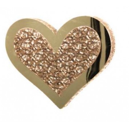 CUORE DA APPENDERE CON PAILETTES H.15cm ORO