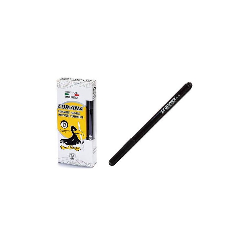 PENNARELLO CORVINA 1mm MARCATORE PERMANENTE NERO 12pz