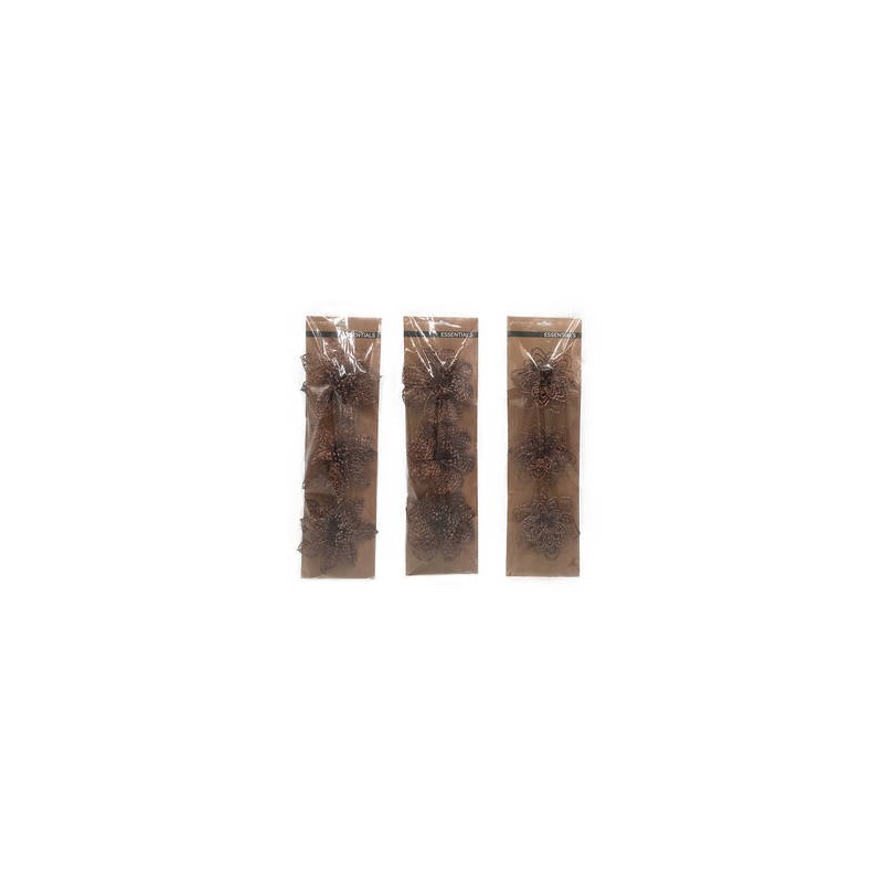 FIORI GLITTER BRONZO C/CLIP 3ass 3pz