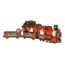 TRENO LATTA CON PIGNE CAMPANELLE E REGALI 92x16x h30cm
