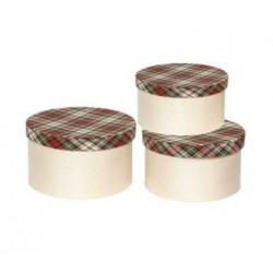 SCATOLA TONDA C/COPERCHIO TARTAN ø26x14cm