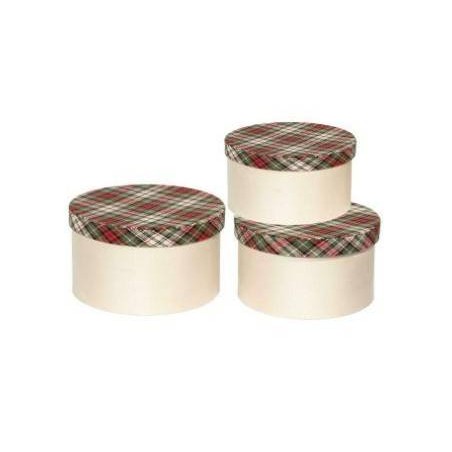 SCATOLA TONDA C/COPERCHIO TARTAN ø26x14cm