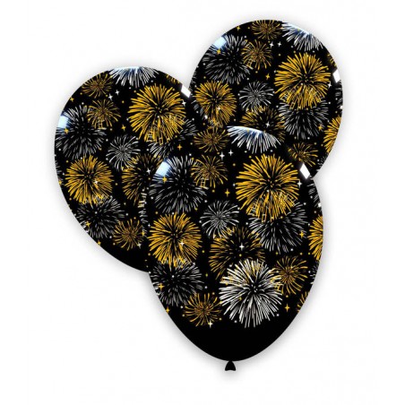 PALLONCINI LATTICE NERO ST. ORO E ARGENTO FUOCHI ARTIFICIO 10pz