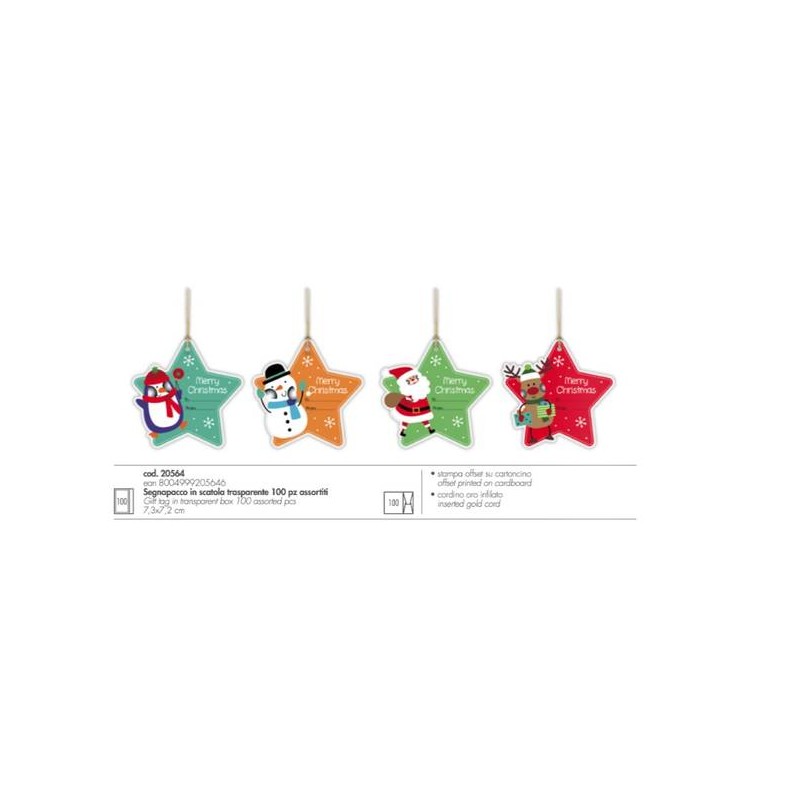 SEGNAPACCO NATALIZIO FUSTELLATO C/FILO 20564 ASS.TO 100pz