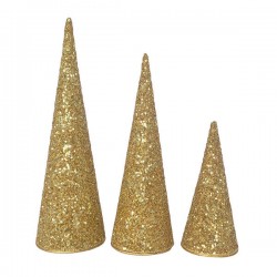 CONO ALBERO DECO ORO PAILETTES E GLITTER 20,5cm 1pz misura piccola