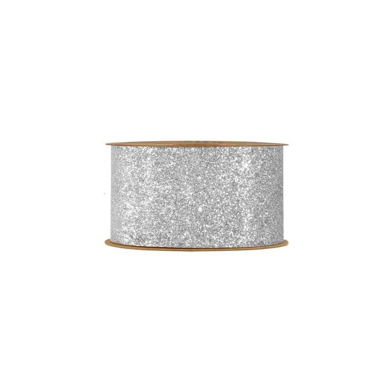 NASTRO DESIREE' mm40x10mt GLITTERATO ARGENTO