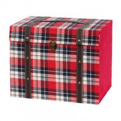 SCATOLA FOLDING BOX 31x22x25cm TARTAN ROSSO