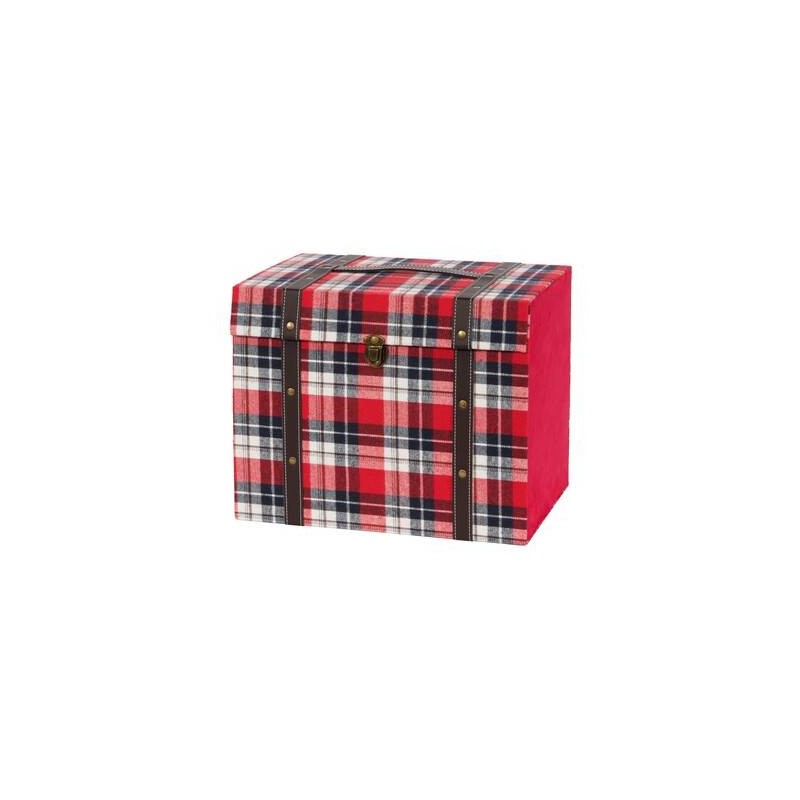 SCATOLA FOLDING BOX 31x22x25cm TARTAN ROSSO