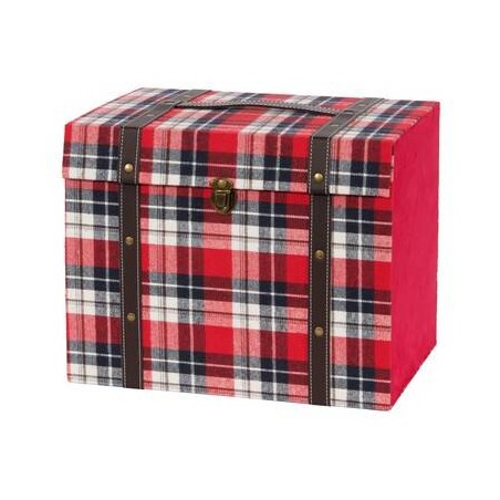 SCATOLA FOLDING BOX 31x22x25cm TARTAN ROSSO