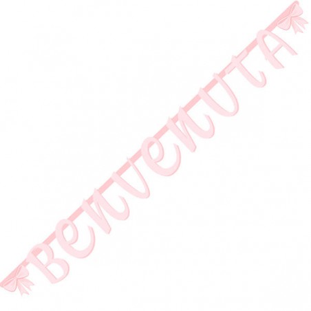 FESTONE BENVENUTA CON FIOCCO ROSA 2mt