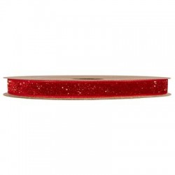 NASTRO VELLUTO LUREX mm10x25mt ROSSO