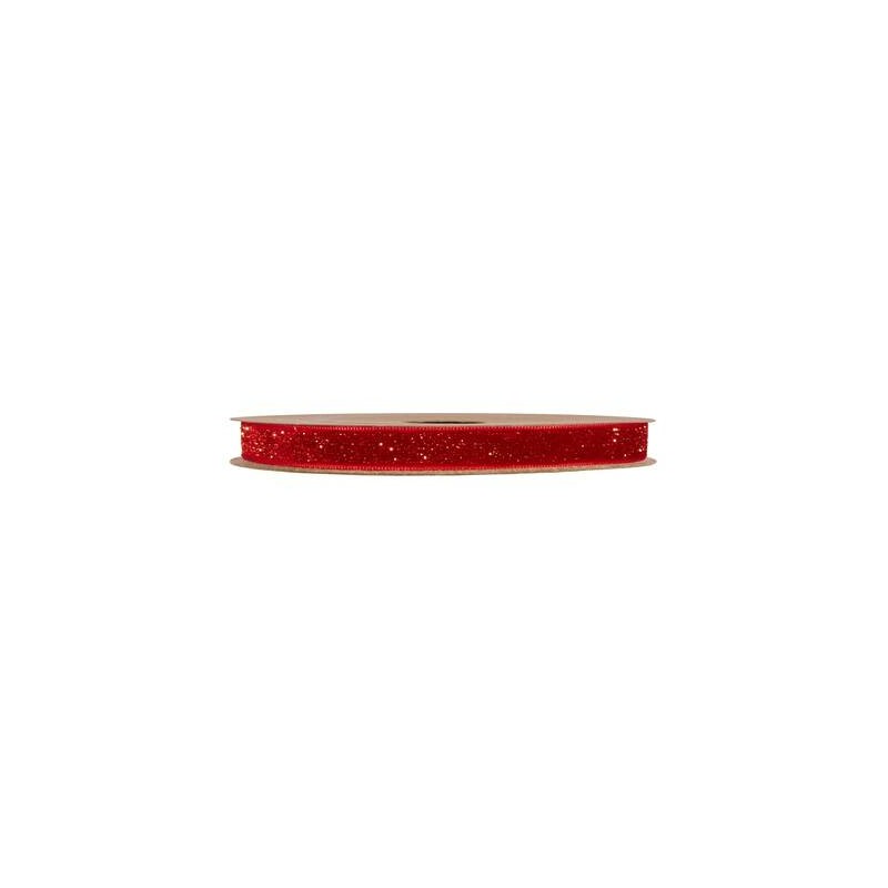 NASTRO VELLUTO LUREX mm10x25mt ROSSO