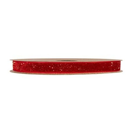 NASTRO VELLUTO LUREX mm10x25mt ROSSO