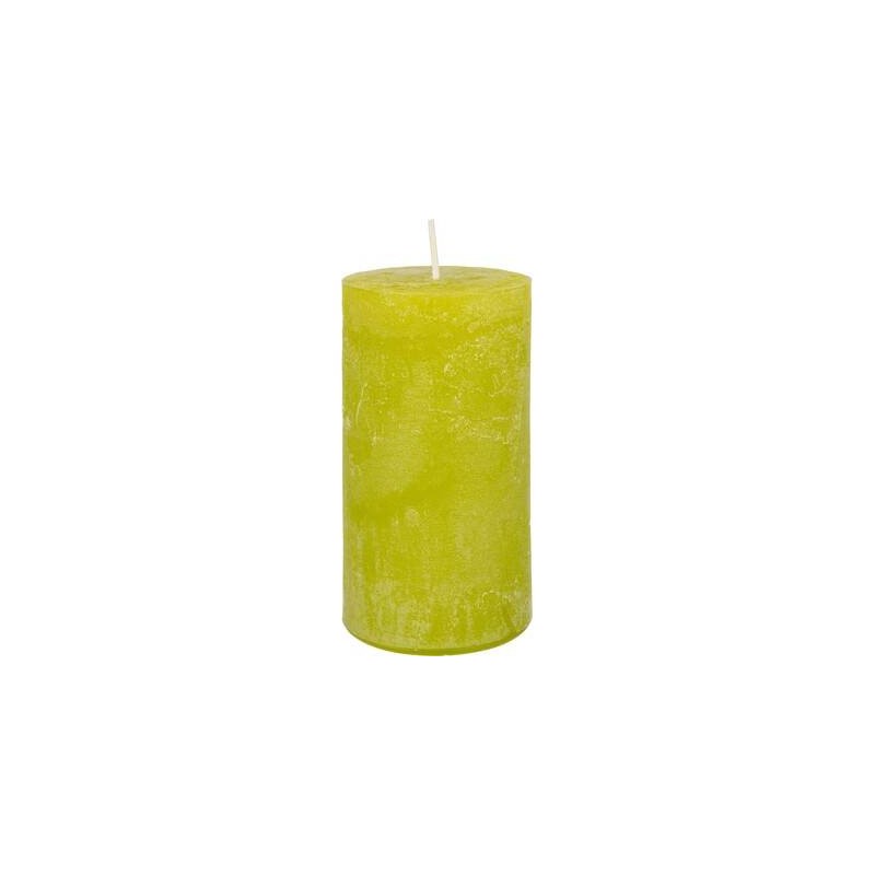 CANDELA MOCCOLO RUSTIC SAFE 11x6cm VERDE LIMONE
