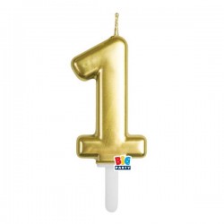CANDELINA NUMERO 1 TINY PLUMP ORO METAL 7cm