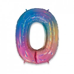 PALLONE NUMERO 0 MYLAR 102cm 40" RAINBOW