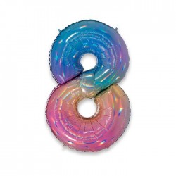 PALLONE NUMERO 8 MYLAR 102cm 40" RAINBOW