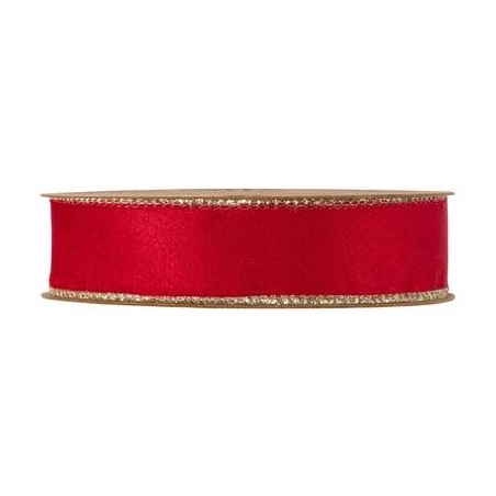 NASTRO VELVET EMBRACE CON BORDO ORO mm25x10mt ROSSO