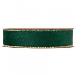 NASTRO VELVET EMBRACE CON BORDO ORO mm25x10mt VERDE SCURO