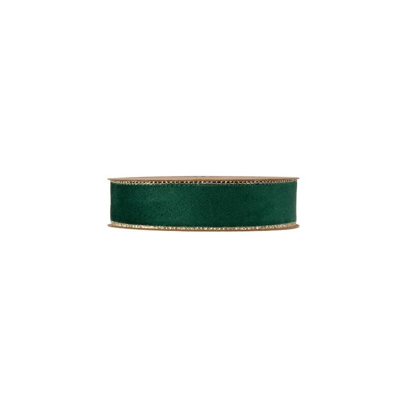 NASTRO VELVET EMBRACE CON BORDO ORO mm25x10mt VERDE SCURO