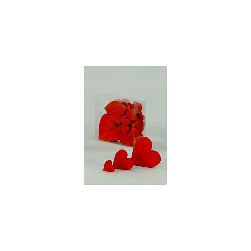 CUORI ROSSO IN LEGNO BOX 40pz