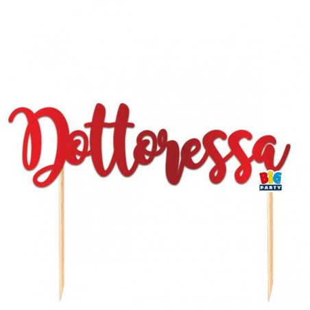 CAKE TOPPER ITALIC DOTTORESSA 20x14cm ROSSO