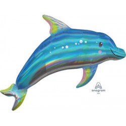 PALLONE MYLAR S/SHAPE DELFINO OLOGRAFICO 81x68cm
