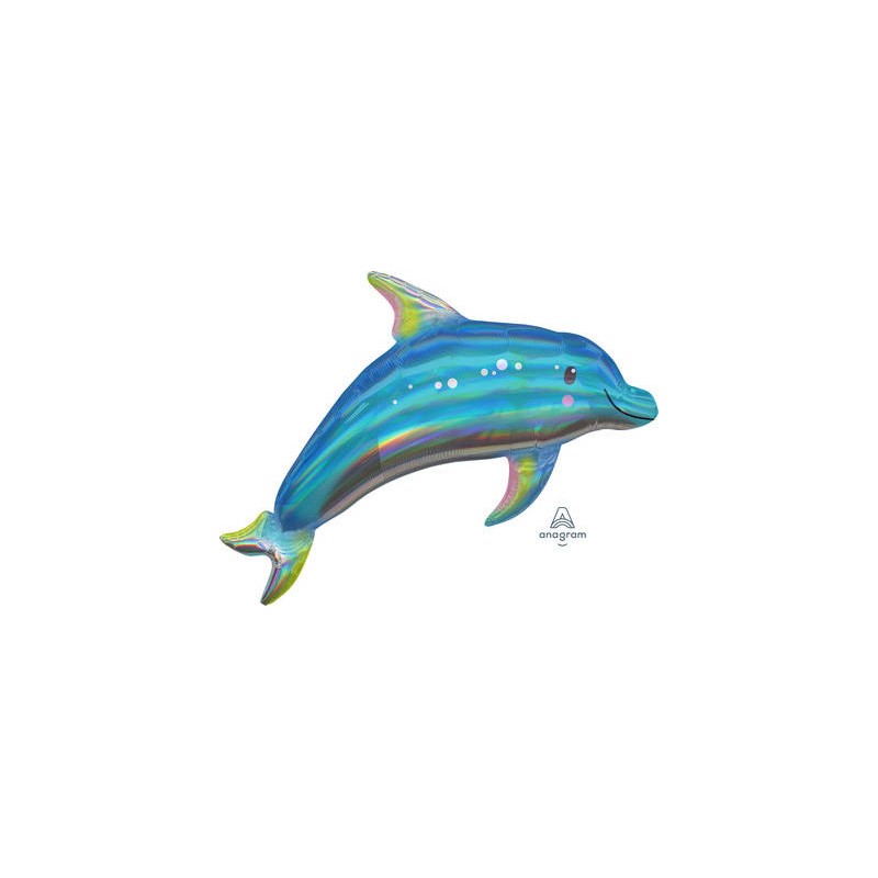 PALLONE MYLAR S/SHAPE DELFINO OLOGRAFICO 81x68cm