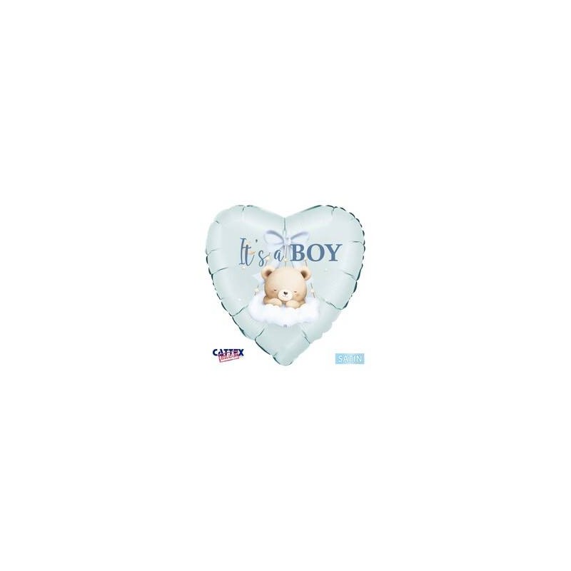 PALLONE MYLAR CUORE 18 45cm BABY BOY ORSETTO