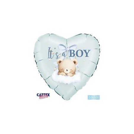 PALLONE MYLAR CUORE 18 45cm BABY BOY ORSETTO
