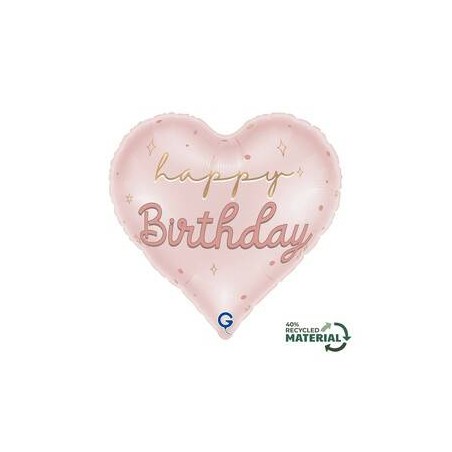 PALLONE MYLAR CUORE 18 45cm HAPPY BIRTHDAY ROSA