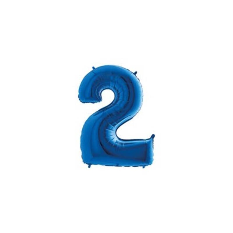 PALLONE NUMERO 2 MYLAR 102cm 40 BLU
