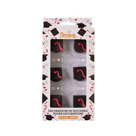 DECORAZIONI IN ZUCCHERO CAPPELO LAUREA 6pz