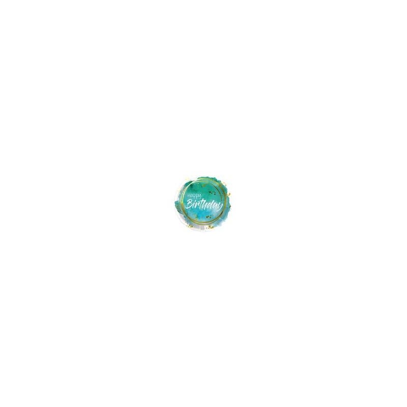 PALLONE MYLAR TONDO 18 45 cm BIRTHDAY WATERCOLOR
