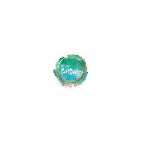 PALLONE MYLAR TONDO 18 45 cm BIRTHDAY WATERCOLOR