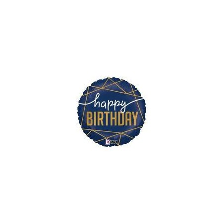 PALLONE MYLAT TONDO 18 45cm HAPPY BITHDAY BLU NAVY