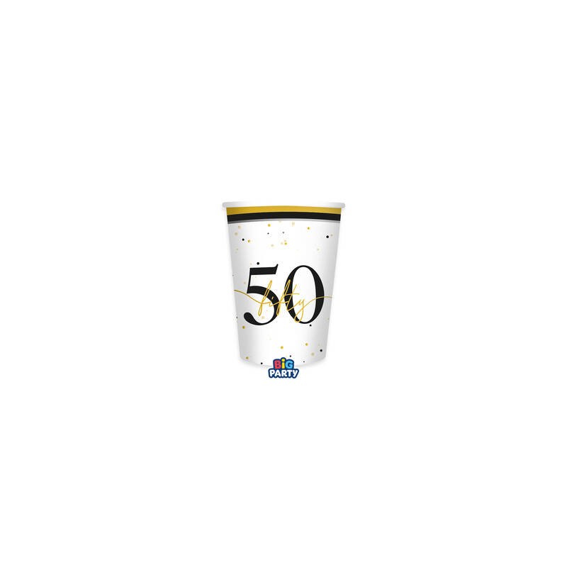 BICCHIERI IN CARTA 250cc HAPPY BIRTHDAY PRESTIGE 50ANNI 6PZ