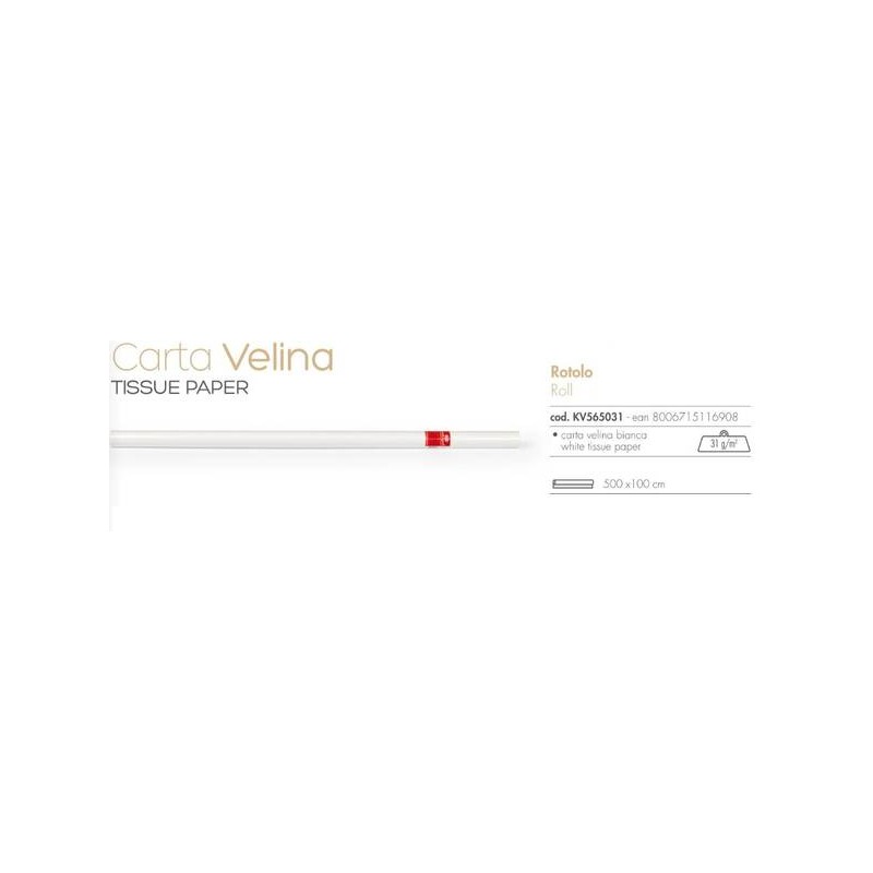 CARTA VELINA 31gr BIANCA ROTOLO 1x5mt REX
