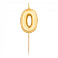 CANDELINA NUMERO 0 METAL ORO 8cm