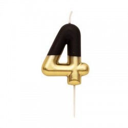 CANDELINA NUMERO 4 NERO/ORO 10,5cm