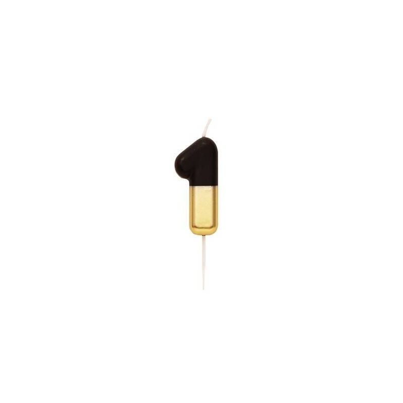 CANDELINA NUMERO 1 NERO/ORO 10,5cm